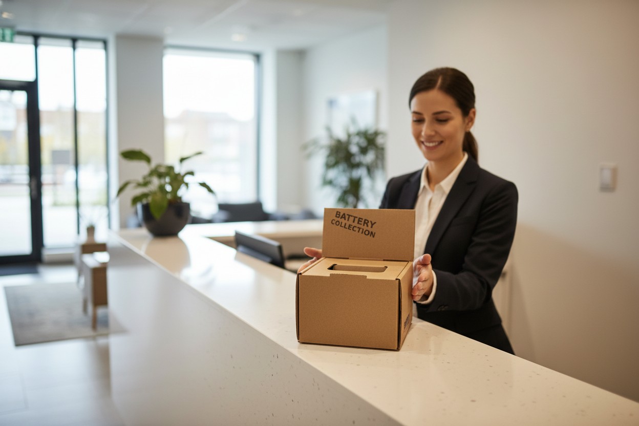 Guard 3480 postage return box at a reception counter